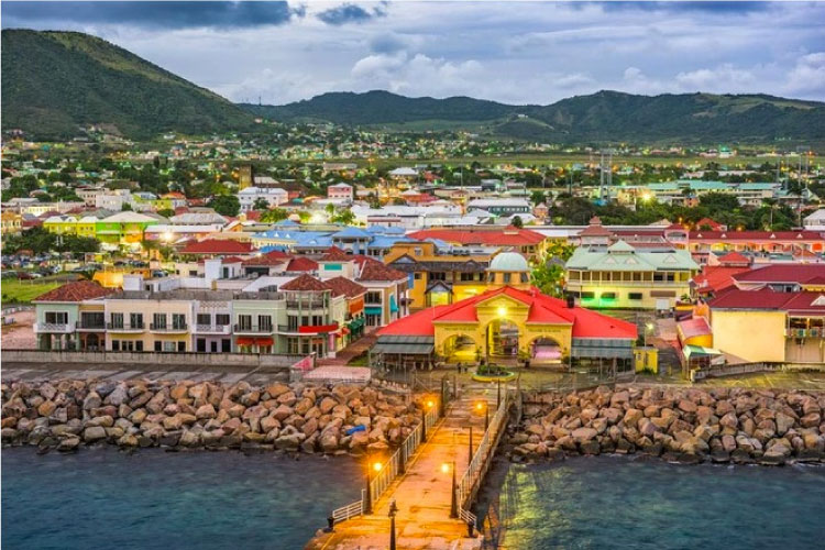 Liên bang Saint Kitts và Nevis với tổng diện tích 261 km2